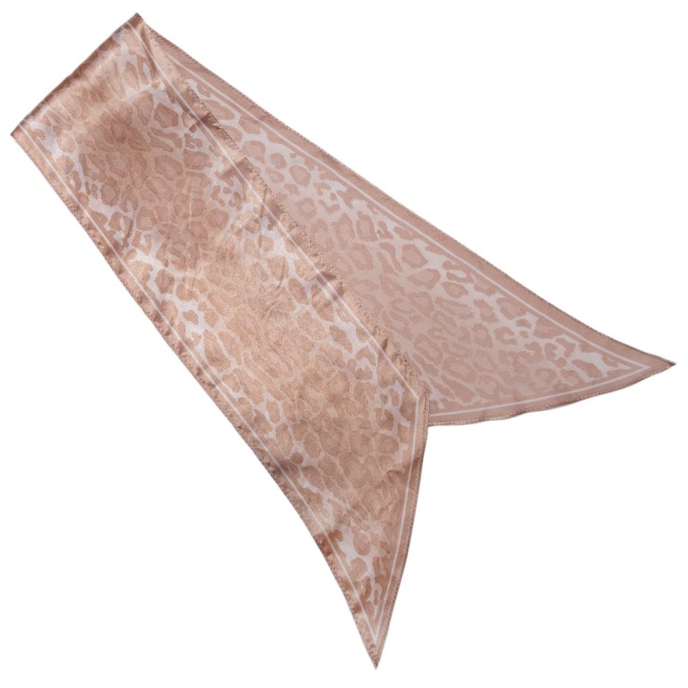 Golden beige satin leopard print scarf
